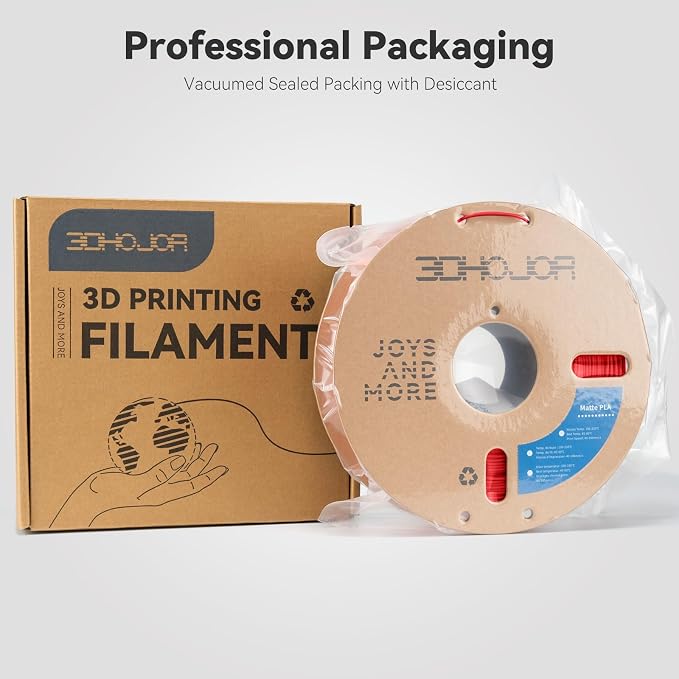 3DHoJor Matte PLA Filament 1.75mm 1kg*4 Bundle Cardboard Spool PLA Filament 1.75 PLA 3D Printing Filament, Print with Most 3D Printers 3D Filament-Deep Black/Milky White/Fire Engine red/Brown
