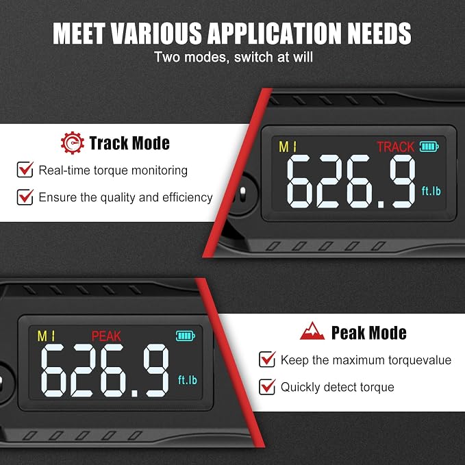 VANPO Digital Torque Wrench 3/4-Inch 31–627 ft-lb for Heavy Equipment | ±2% Accuracy, Electronic Torque Wrench with LED, Buzzer, Vibration Alert for Heavy Truck, Industrial Equipment & Agricultural