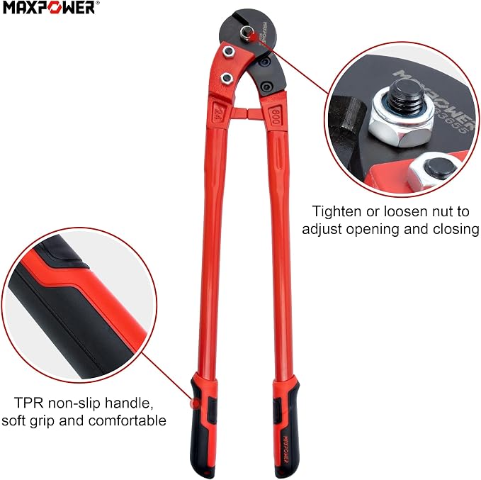 MAXPOWER Wire Cutters, 24-Inch Heavy Duty Wire Rope Cutter, Heavy Duty Strength Steel Cable Cutter for Hard Wire Ropes, Stainless Steel Wires