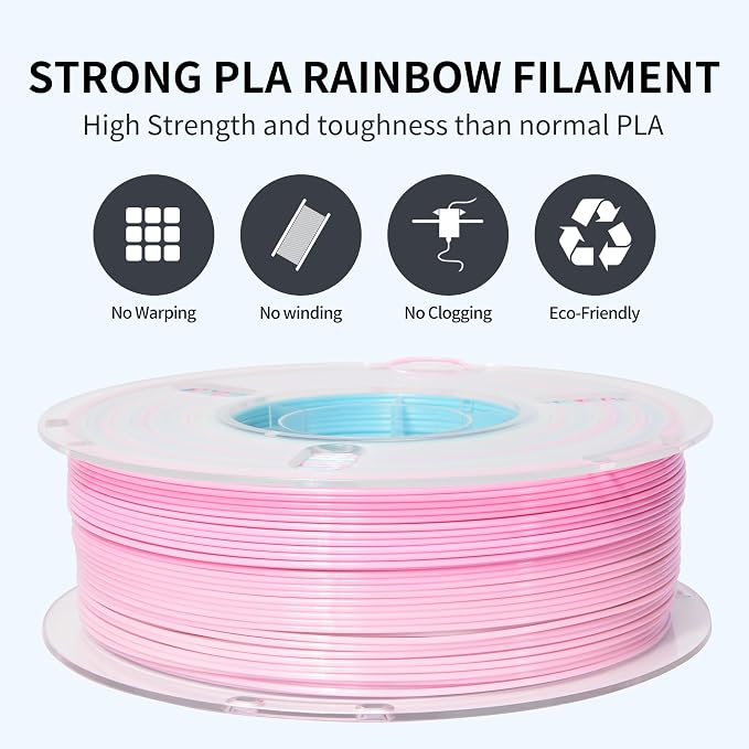 RAMBERY PLA Rainbow 3D Printer Filament Fast Color Change, PLA Filament Vacuum Packaging, 1.75mm 1kg(2.2lb), PLA Rainbow Apple Color