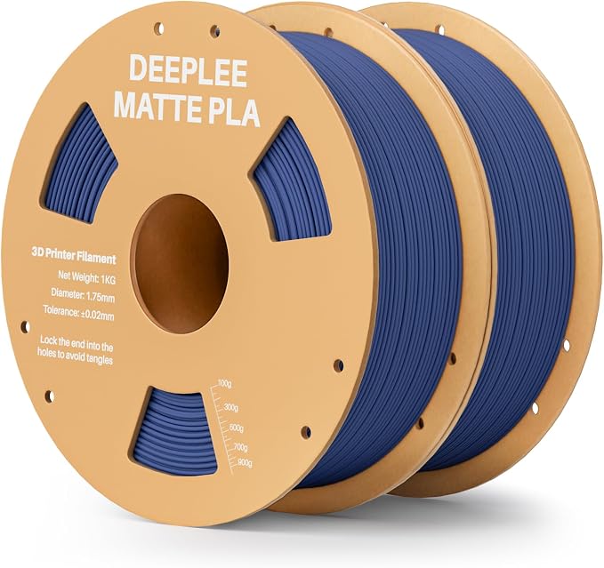 Matte PLA Filament 1.75mm, 3D Printer Filament Dimensional Accuracy +/- 0.02mm, No Clogging, Higher Toughness, Cardboard Spool 3D Filament, 2 Pack Navy Blue