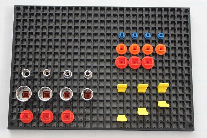 Organizer Genie 76 Piece Pegboard Tool Organizer Starter Kit, Flexible and Specially Designed to Hold All Tools - 4 Black Modular Peg Boards, 36 Socket Holders, 36 Universal Clips