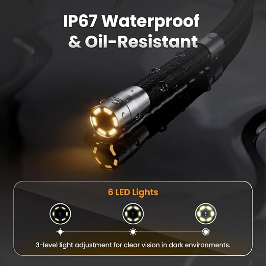 US23-MD62 Two-Way Articulating Borescope with Light, Industrial Endoscope Inspection Camera with 6.2mm Articulated Probe, Flexible Mechanic Snake Scope for Automotive Engine - 3.3FT