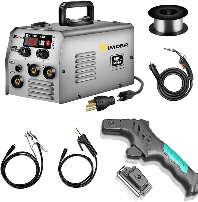 SSIMDER 140A 3 in 1 MIG ARC TIG Welder with Flux cored wire and Ergonomic Seahorse Electrode Holder