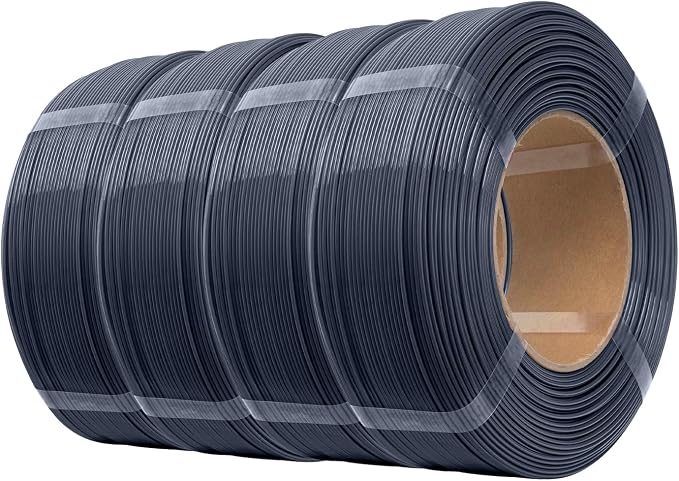 eSUN PLA+ Refilament 1.75mm, 3D Printer Refill PLA Plus, 1KG per Roll, 4 Rolls Spoolless 3D Printing Filament for 3D Printers, Grey
