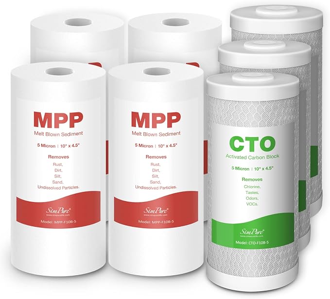 SimPure 10" x 4.5" MPP Sediment and CTO Carbon Water Filters (7-Pack)