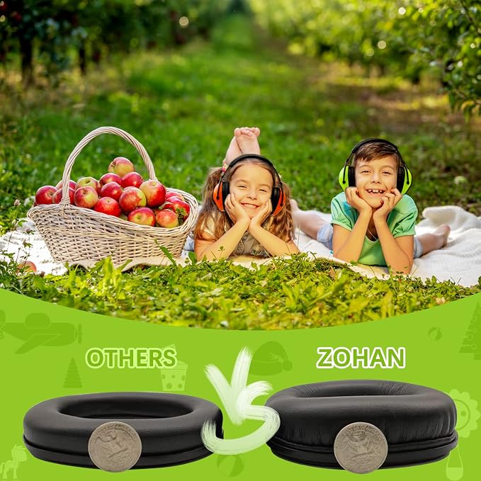 ZOHAN Kids Ear Protection 2 Pack, 25dB NRR Noise Cancelling Headphones for Kids, with Pillowy Pads, for Monster Truck, School, Autism, Sensory, Fireworks, Concerts, Events (Orange+Green)