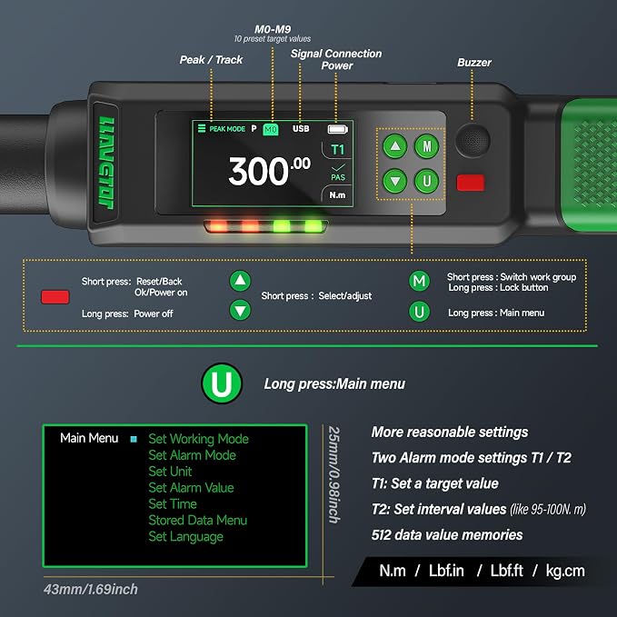 2026 Upgraded Digital Torque Wrench 3/8" Drive, ±1％ Torque Wrench with Buzzer & LED Indicator for Automotive Motorcycle & Bicycle (3/8-Inch, 5-99.5 Ft-lbs)