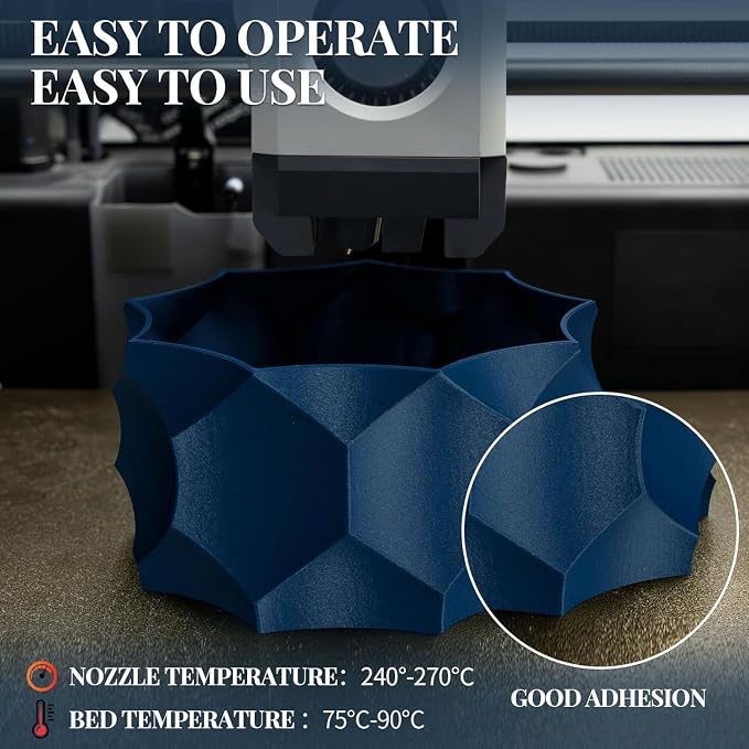 TINMORRY Carbon Fiber PETG Filament 1.75 mm, High Rigidity & Strength PETG CF 3D Printer Filament, Compatible with Most FDM 3D Printers, 1 KG 1 Spool, Blue