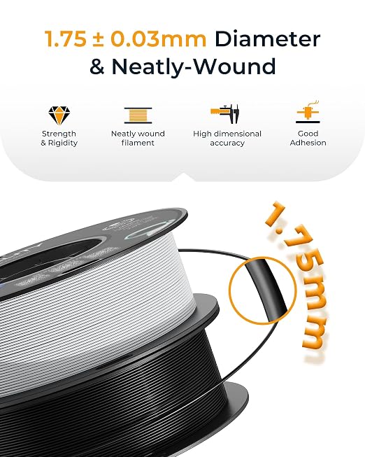 Official Creality PETG 3D Printer Filament 1.75mm 1KG (2.2lbs), High Precision, Strong Toughness, Odorless, Better Flow, Moistureproof 3D Printing CR PETG Filament, White