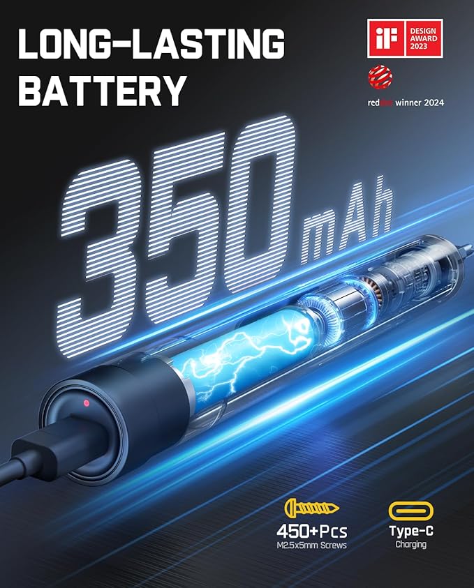 Fanttik E1 Max Electric Screwdriver, Mini Precision Screwdriver Set, 50 Magnetic Bits, Magnetic Storage, 5/32‘’Hex, Repair Tool Kit for Electronics Phone Camera Laptop Watch for Dad