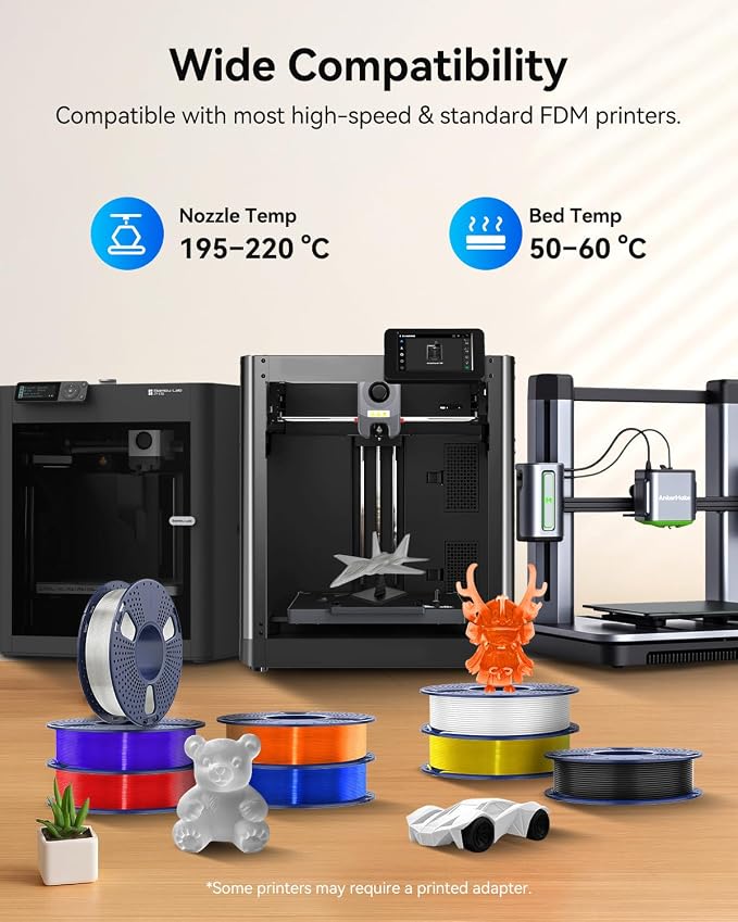JAYO PLA+ Filament Bundle 1.75mm, 3D Printer Filament Bundle Multicolor, Individually Vacuum Packed, 250g Spool, 8 Pack, 2KG in Total, Black+White+Transparent+Clear(Blue+Red+Orange+Yellow+Purple)