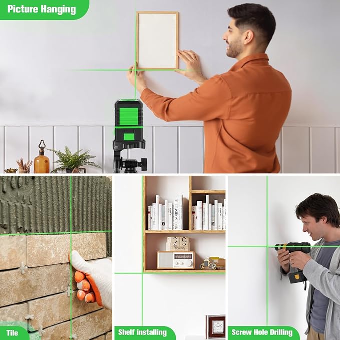 Laser Level with Tripod, 100 feet Green Cross Line Self Rotary Leveling Laser Level, Vertical and Horizontal Line, Rotatable 360 Degree, Manual Self leveling and Pulse Mode, IP54 Waterproof & Battery1