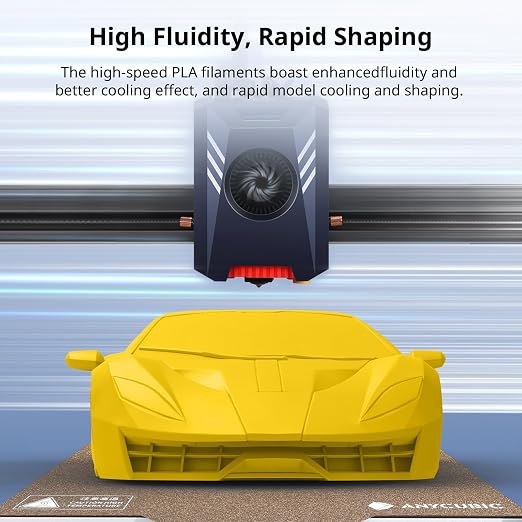ANYCUBIC High Speed 3D Printer Filament 1.75mm, Print Up to 10X Faster, Rapid PLA Filament with High Prints Quality, Dimensional Accuracy +/- 0.02mm, 1KG Reusable Spool, Vibrant Yellow