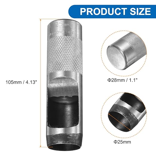 HARFINGTON Leather Round Hole Punch, 25mm Hollow Hole Puncher Cutter Carbon Steel Circle Hole Punching Cutting Tool for Belt/DIY Leather Craft