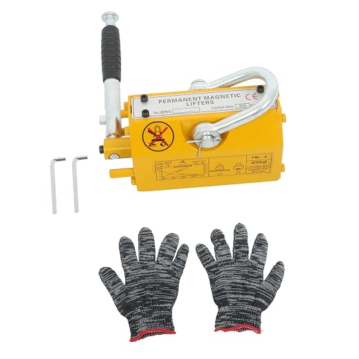findmall 880 Lbs/400kg Magnetic Hoist Lifter 2.5 Security Factor Yellow Permanent Lift Magnets for Lifting Plate Steel