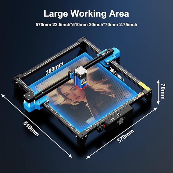 Twotrees TTS-55 Pro Laser Engraver 5500mW Laser Engraving Machine,Laser Cutter,300 x 300 mm Work Area,0.08mm Laser Spot Engraver Machine for DIY,Wood,Metal,Acrylic,Glass,Stainless Steel