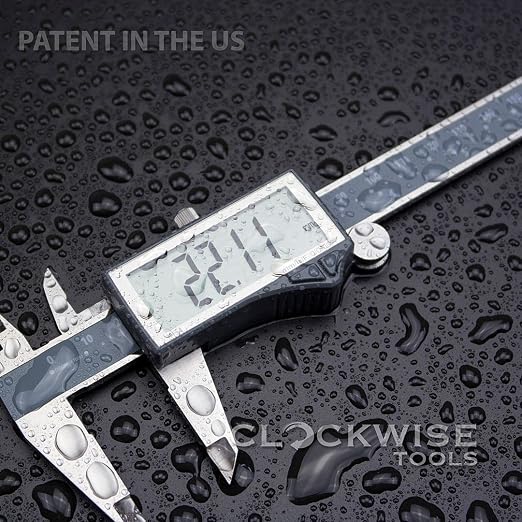 Clockwise Tools IP54 Grade Digital Caliper, DCLR-0605 0-6" /150mm, Inch/Metric/Fractions Conversion, Stainless Steel, Large LCD Screen