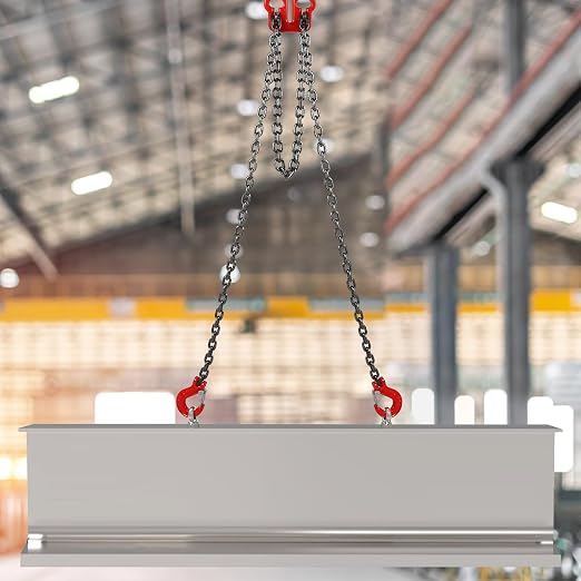 BEAMNOVA Lifting Chains with Adjuster Hooks, 3/8 Inch x 10 Ft, 7100lbs / 3.22 Tons, Heavy Duty Chain Slings for Engine Hoist, 2 Legs, Industrial Grab Hook