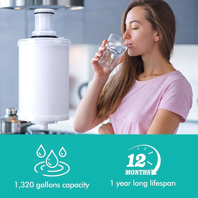100186 Replacement Filter Cartridge Compatible with Amway espring Water Filter System, 3-in-1 High-Precision Filtration with Pre-Filter, Retains beneficial minerals