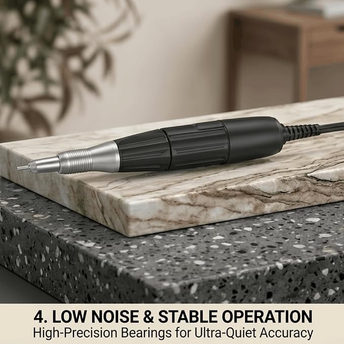 Electric Rotary Micromotor Tool, 0-40,000 RPM Handpiece with Foot Pedal Control, Professional Polisher Tool for Jewelry, Ceramics, Nail Art & Wood Carving
