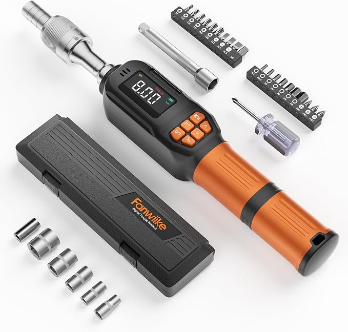 Rachet Digital Torque Screwdriver, 0.3-5.9 Ft.lb/0.4-8 Nm, 1/4'' Drive Inch Pound Torque Screwdriver Wrench Electrician with Buzzer & LED Indicator for Bike Scope Mounting