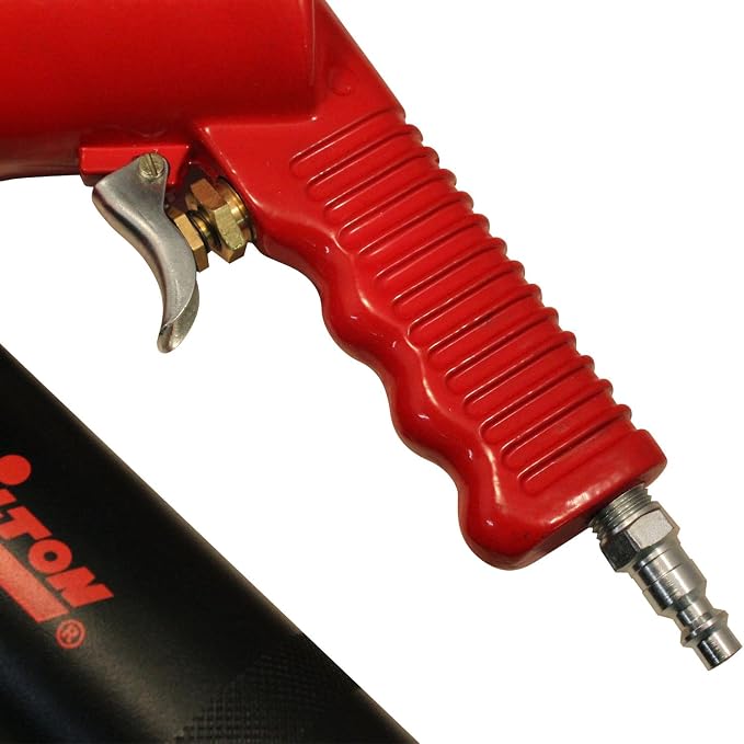 Milton Pneumatic Grease Gun S-3103, Continuous Flow of Grease up to 14 Ounces per Minute, Pistol Grip Handle, Includes 6” Bent Steel Extension and Coupler