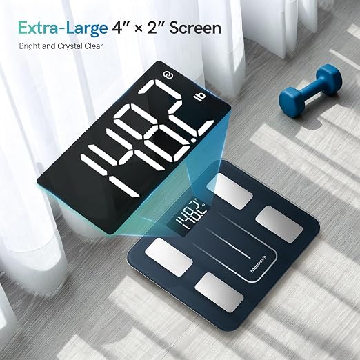Smart Scale for Body Weight, 550 lb/ 250 kg High Capacity Large Platform Bathroom Scale with 4” x 2” LED Display, Body Composition Scale with 20 Metrics, App Sync, 350 * 300 mm