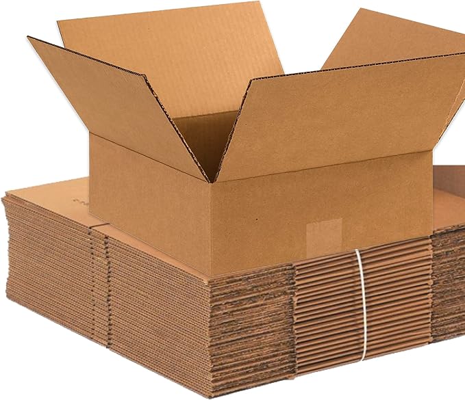BOX USA 11 x 11 x 4 Corrugated Cardboard Boxes, Flat 11"L x 11"W x 4"H, Pack of 25 | Shipping, Packaging, Moving, Storage Box for Home or Business, Strong Wholesale Bulk Boxes