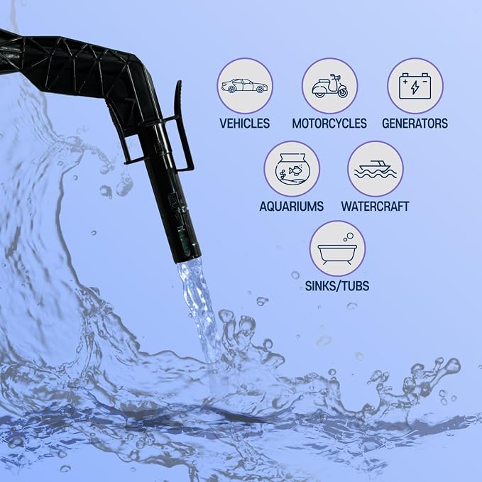 [LITE DELIGHT] Portable Water & Fuel Transfer Pump Set, Powerful D Battery Operated Pump With Auto Stop, Automatic Pump With Storage Case, Manual Siphon, 39.5" Extra Long Hose Fits All Size Cans
