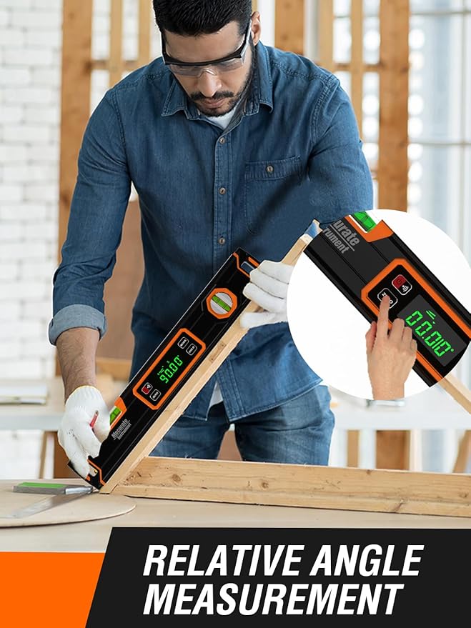 Mecurate Digital Level 15.7'' with LCD Display, 360° Angle Magnetic Digital Torpedo Level, Vertical & Horizontal Spirit Bubble Protractor for Construction Carpenter Craftsman Home Professional