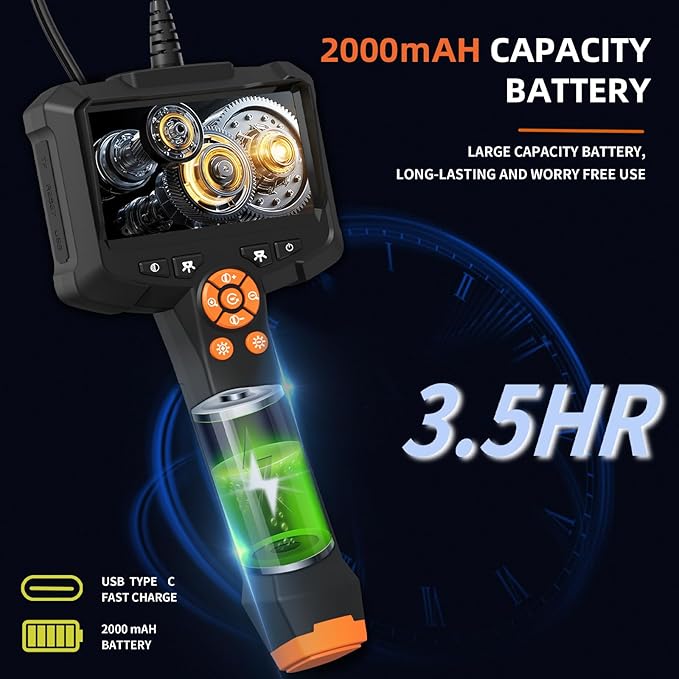 Daxiongmao 1080P HD Borescope Camera, IP67 Waterproof Endoscope with 8 Adjustable LED Lights, 16.5ft Semi-Rigid Snake Camera for Automotive Engine, Wall, Vent, Pipe Inspection, Men's Tool