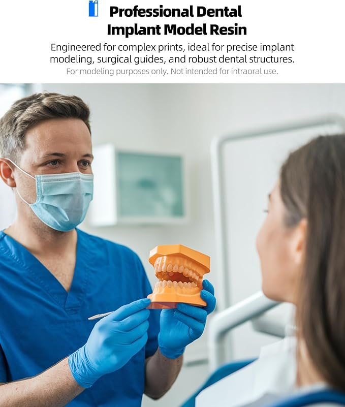 Inslogic Dental Implant Model 3D Printe Resin, High Accuracy and Low Shrinkage, Smooth Surface, 405nm UV-Curing Resin for Dental Models, Prosthetics, Orthodontics, Research (Yellow, 1kg)