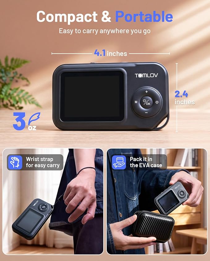TOMLOV P50 Digital Microscope Handheld: Adjustable Focus Coin Microscope with 2.4" IPS Screen, Trichome Portable Magnifying Glass with Light, Jewelry Loupe for Adults, Windows/Mac Compatible
