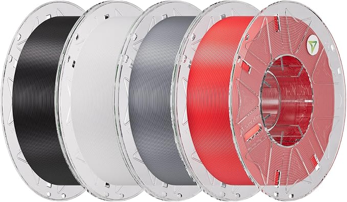 Creality Hyper PLA Filament Bundle 4KG, RFID 3D Printer Filament PLA 1.75mm for High Speed 30-600mm/s, Support CFS, Fits for Most 3D Printers (Black&White&Grey&Red)