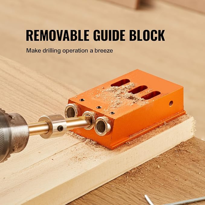VEVOR Pocket Hole Jig Kit, Easy-to-Use for Wood Projects, Comes with Step Drills, Stop Collars, Hex Keys & Driver Bits, Features Dual Scales for DIY Woodworking