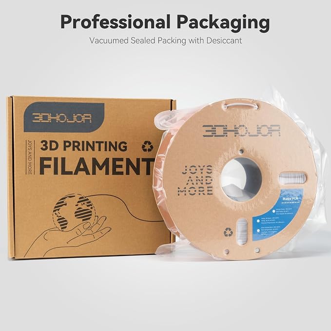 3DHoJor Matte PLA Filament 1.75mm, Upgrade 1kg*4 Bundle Cardboard Spool PLA Filament 1.75 PLA 3D Printing Filament, Print with Most 3D Printers Using 3D Filament-Milky White