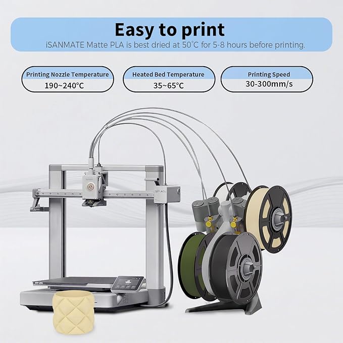 iSANMATE Matte PLA Black 1.75mm,30-300mm/s