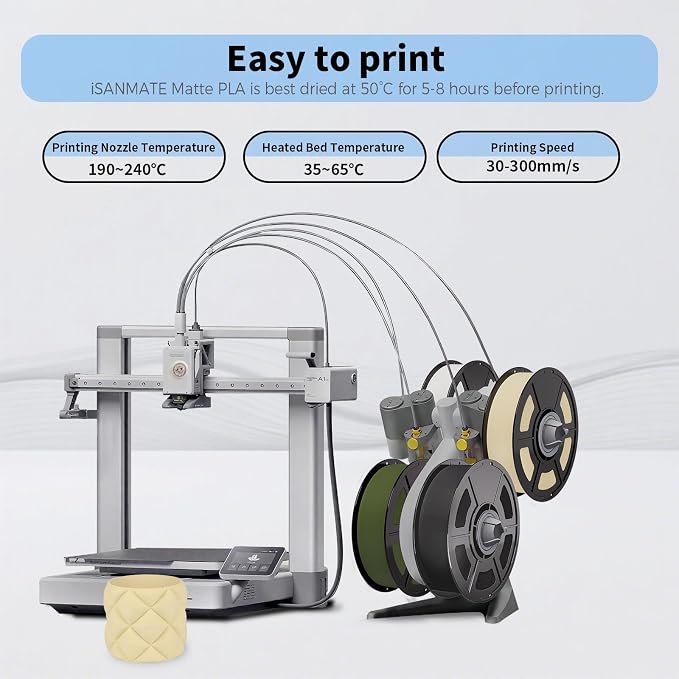 iSANMATE Matte PLA, Filament,Skin Color PLA 30-300mm/s 3D Printing Filament 1.75MM 1kg (2.2lbs) for Bambu Lab 3D Printers,AMS,AMSLite
