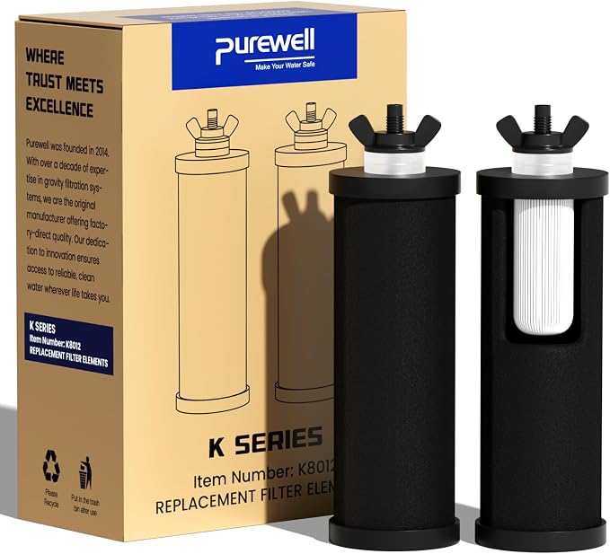 Purewell PF-3 Black 3-Stage Composite Purification Elements, Replacement Filters for ProOne® and Berlkey® Filters, ProOne® or Berlkey® Big+ Water Filter System and Purewell System (2 Pack, K Series)
