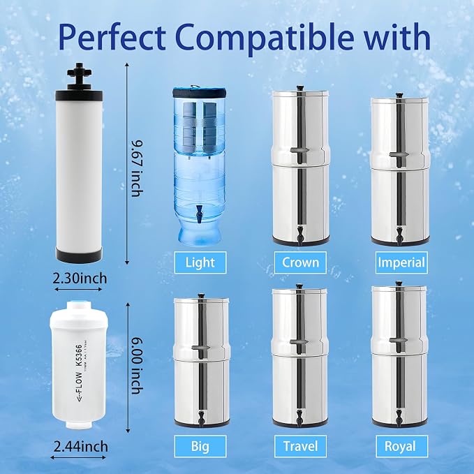 【Upgraded】Renami Filters Replacement for Berkey® BB9-2 & PF-2 Filters | Compatible with Berkey® Gravity Water Filter System, Combo Pack