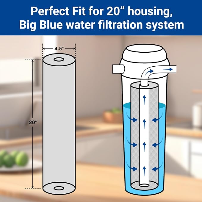 Whole House Sediment Replacement Filter Cartridge, WF-PP20BB, Fit for WF3 Series, material: PP, polypropylene, 5 Micron
