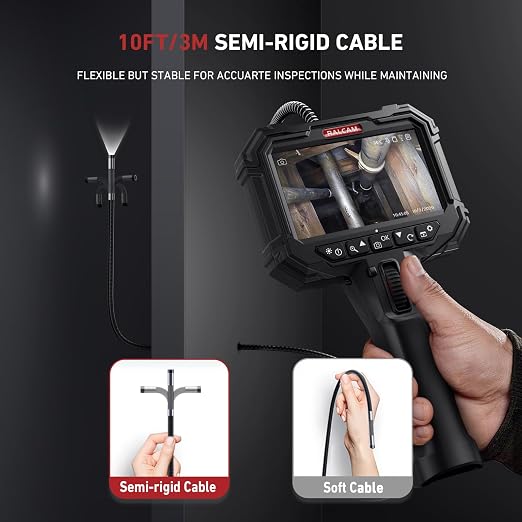 Two-Way Articulating Borescope for Smartphone&iPhone + 10FT Endoscope Camera with Light 5" with 0.24in Slim Probe Video Inspection for Automotive Engine, HVAC, Mechanical, Wall