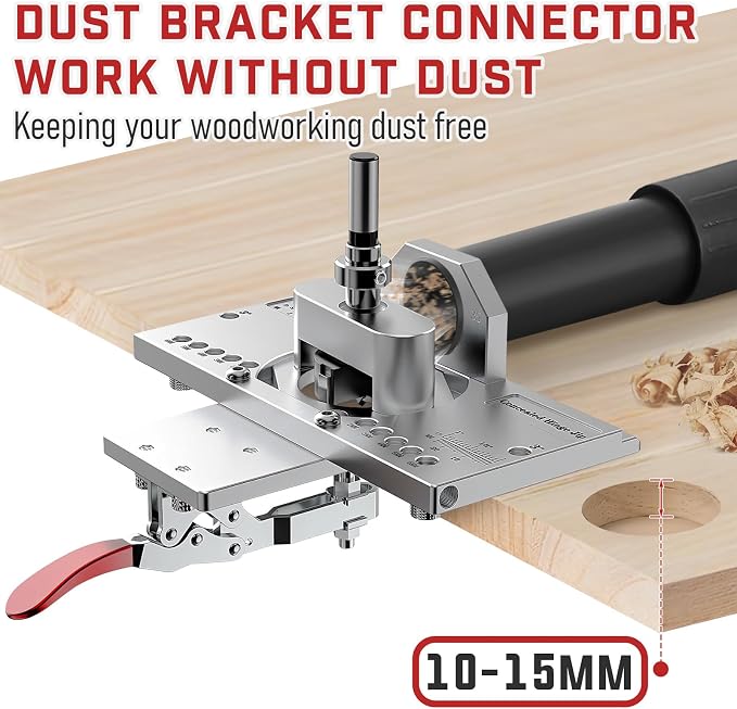 35mm Concealed Door Hinge Jig, Cabinet Hinge Hole Drilling Jig with Quick Clamp & Dust Vacuum Adapter - Precision Metal Woodworking Mounting Tool for Perfect Hinge Installation