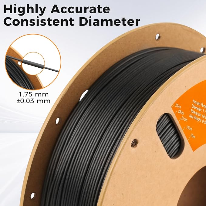 ERYONE Polypropylene Filament 1.75mm +/-0.03mm, Semi-Flexible & Ultra Tough, Chemical-Resistant,PP 3D Printing Filament, 900g/Spool, Black