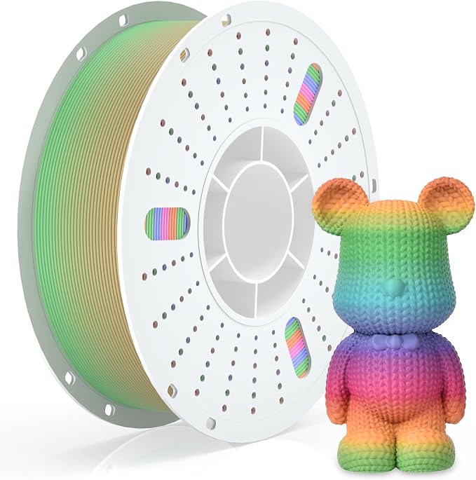 PINBALL Matte Rainbow PLA 3D Printer Filament 1.75mm, Multicolor Fast Color Changing 3D Printing Filament, PLA Filament Dimensional Accuracy +/- 0.02mm, 1 KG (2.2lbs)