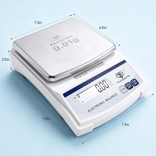 Lab Scale 5000gx0.01g, Digital Gram Weight Scale for Jewelry，Coin & Gold | 0.01g Accuracy Gram Scale, LED Backlit Display, g/oz/ct/ml Conversion, Counting & Tare Function, Laboratory Balance