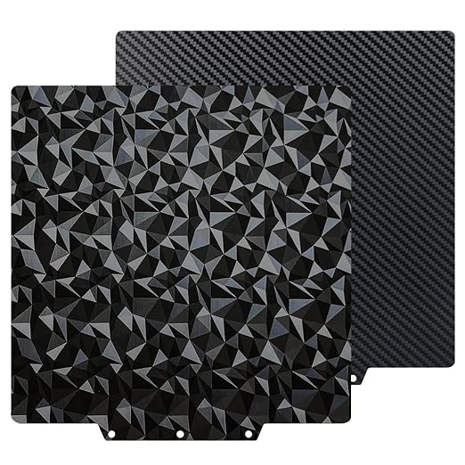 PEO+PET Build Plate for Adventurer AD5X/5M/5M Pro, Smooth Diamond+Carbon Fiber Spring Steel Flexible Platform for Neptune 3 Pro/4, Kobra, Ender 3/3 Pro/3S1/3 v2, CR 20/CR 20 Pro, Ender 5/5 Pro