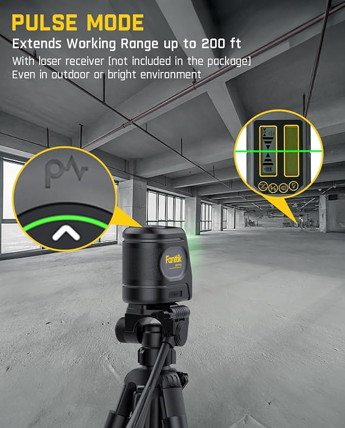 Fanttik D2 PRO Laser Level, Self-leveling Laser Level with LED Screen, 200 ft Outdoor Green Cross Line, 130° Vertical Beam Spread Cover, 2600 mAh Rechargeable Battery, 360° Magnetic Base