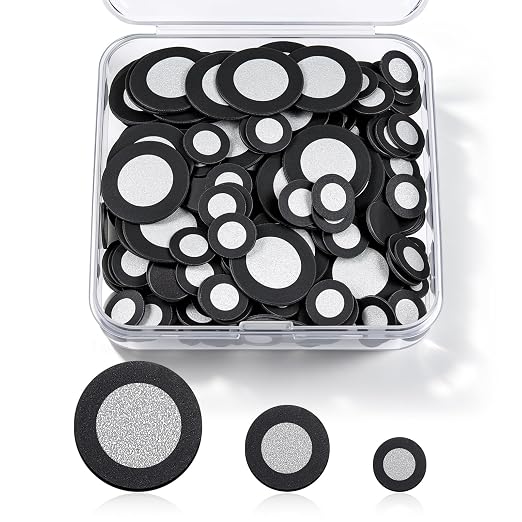 Kingdder 300 Pcs 3D Magnetic Tracking Dot for Scanner Scanning Reference Point Marker Diffuse Reflection Positioning Targets for 3D Scanning (Inner 3.0/6.0/12.0 mm Outer 6/10/19 mm)